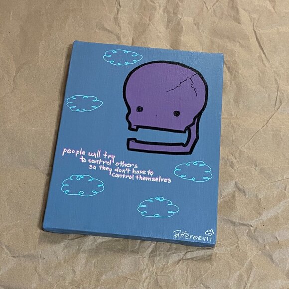 Original cute skull control clouds truism poetry painting - Picture 2 of 3